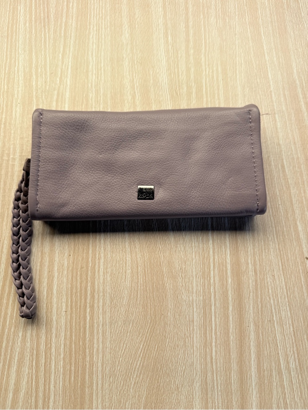 Kooba Lavender Leather Wristlet Clutch with Braided Strap